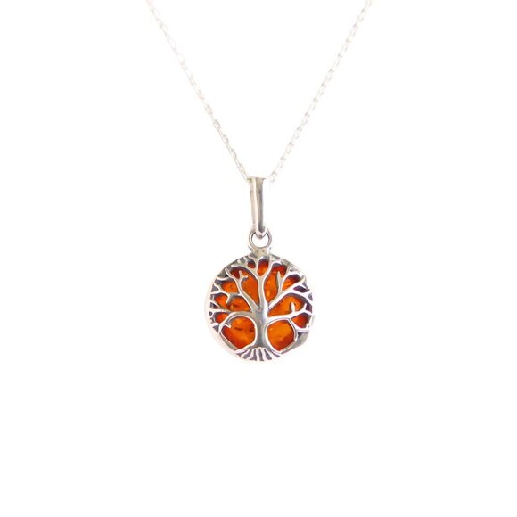 Jurate Amber Jewelry - Baltic Amber Sleepy Hallow Gothic Tree Pendant in 925 Sterling Silver